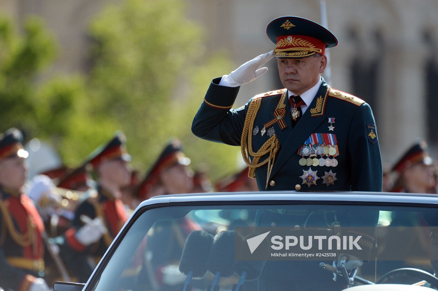 Vladimir Putin and Dmitry Medvedev at Victory Day parade on Red Square