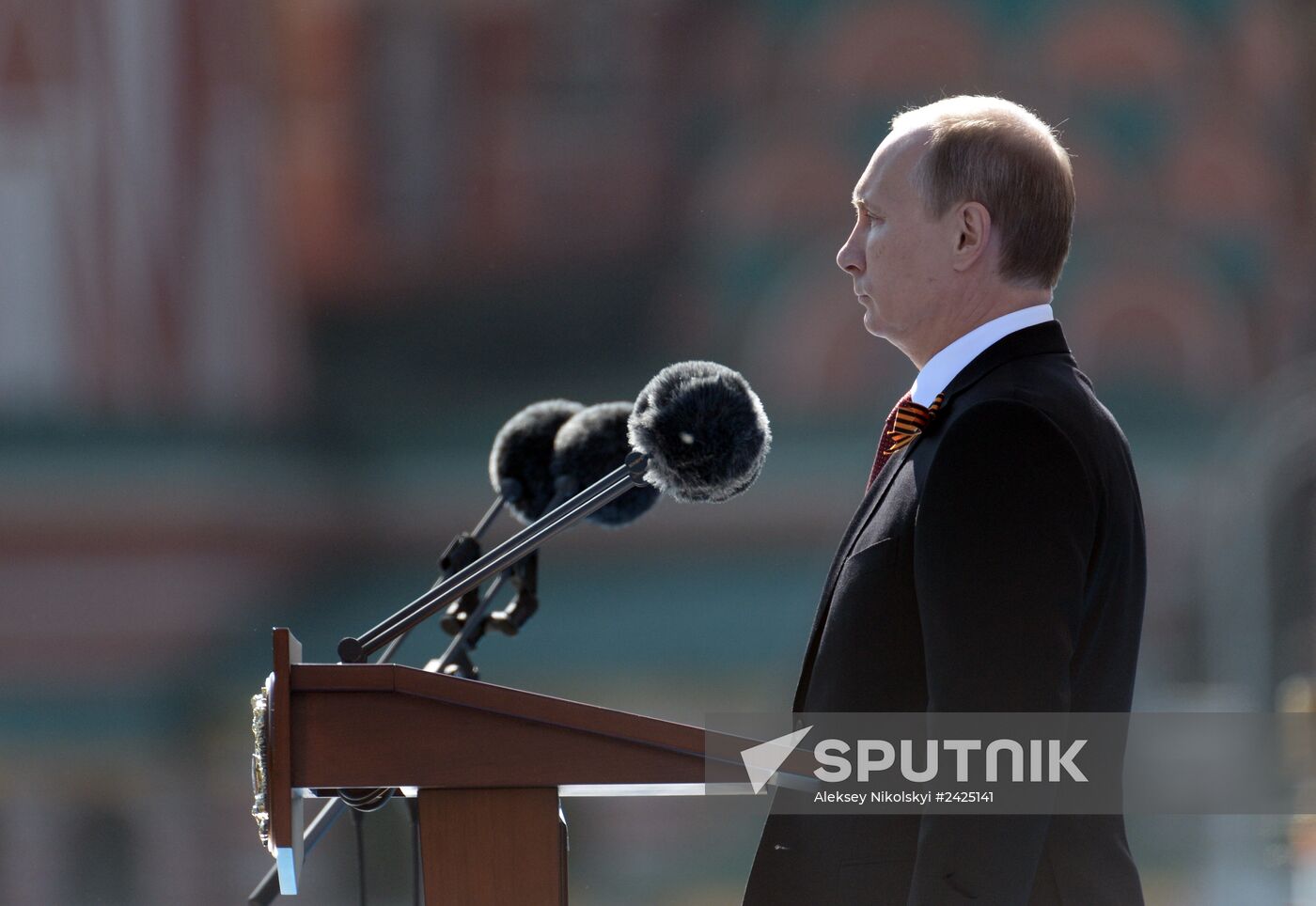 Vladimir Putin and Dmitry Medvedev at Victory Day parade on Red Square