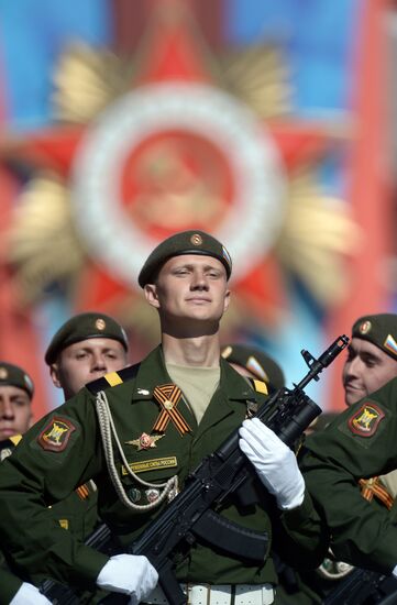 Vladimir Putin and Dmitry Medvedev at Victory Day parade on Red Square