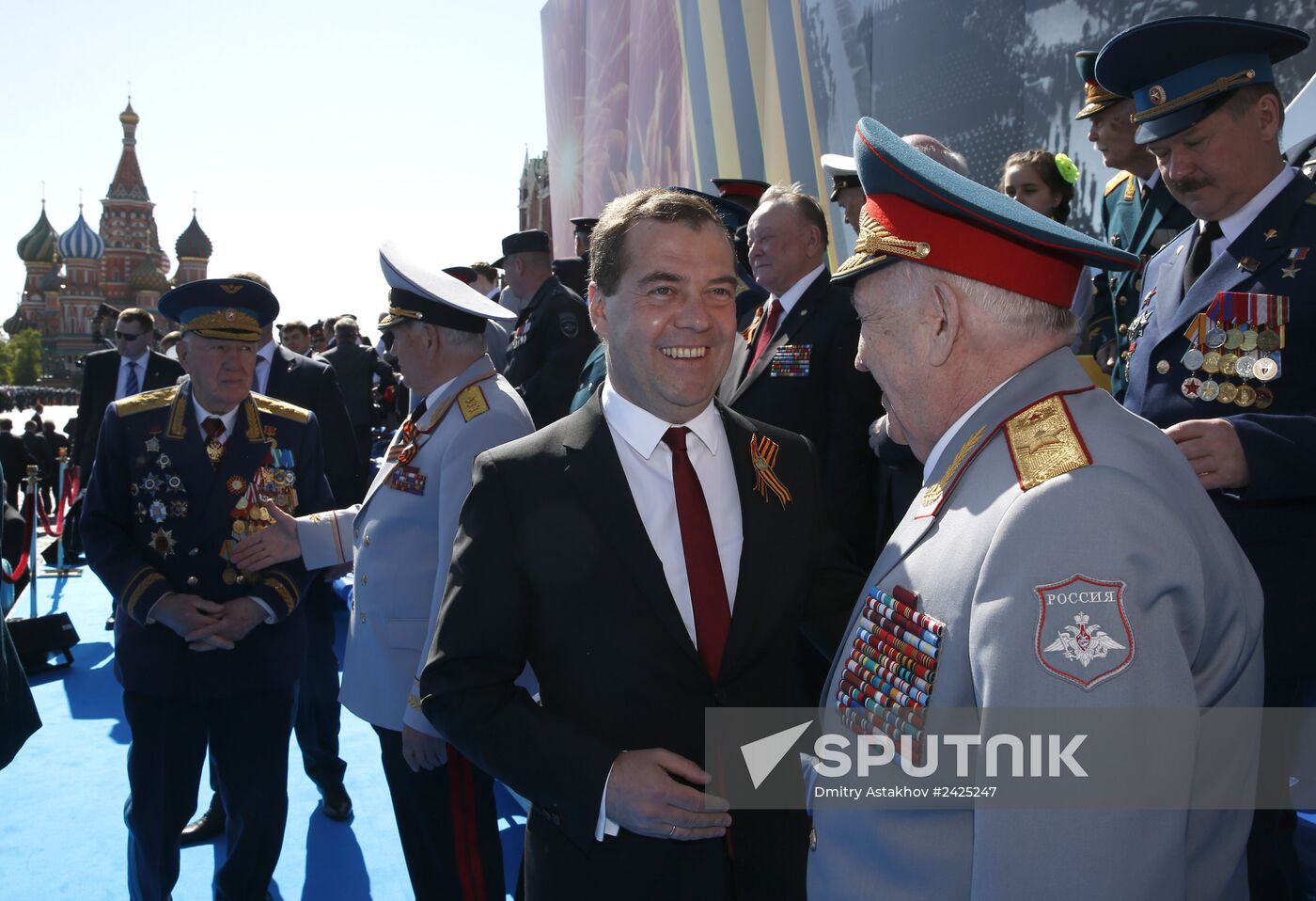 Vladimir Putin and Dmitry Medvedev at Victory Day parade on Red Square