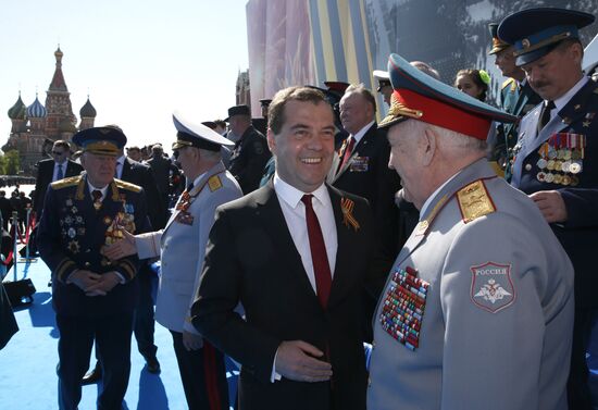 Vladimir Putin and Dmitry Medvedev at Victory Day parade on Red Square
