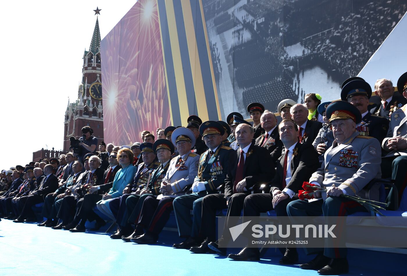 Vladimir Putin and Dmitry Medvedev at Victory Day parade on Red Square