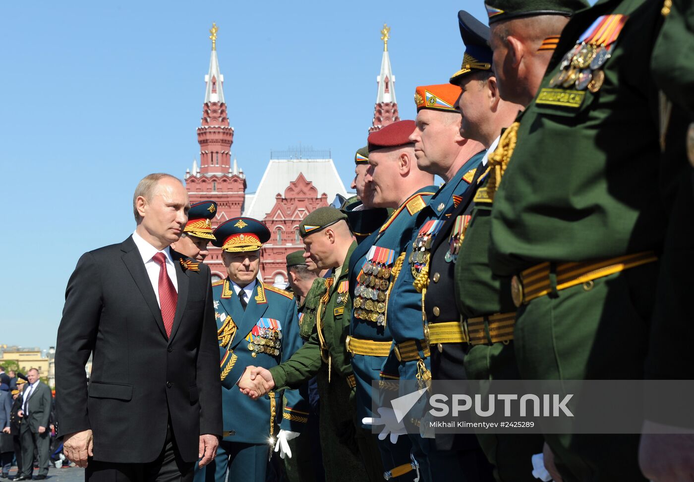 Vladimir Putin and Dmitry Medvedev at Victory Day parade on Red Square