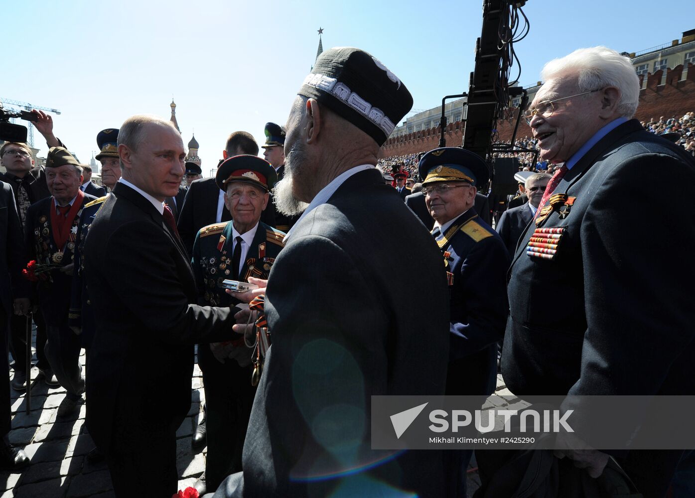 Vladimir Putin and Dmitry Medvedev at Victory Day parade on Red Square