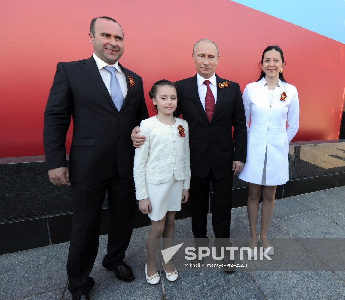 Vladimir Putin and Dmitry Medvedev at Victory Day parade on Red Square