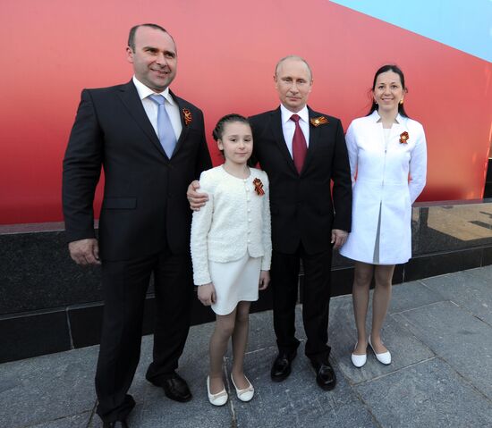 Vladimir Putin and Dmitry Medvedev at Victory Day parade on Red Square