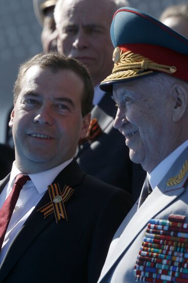 Vladimir Putin and Dmitry Medvedev at Victory Day parade on Red Square