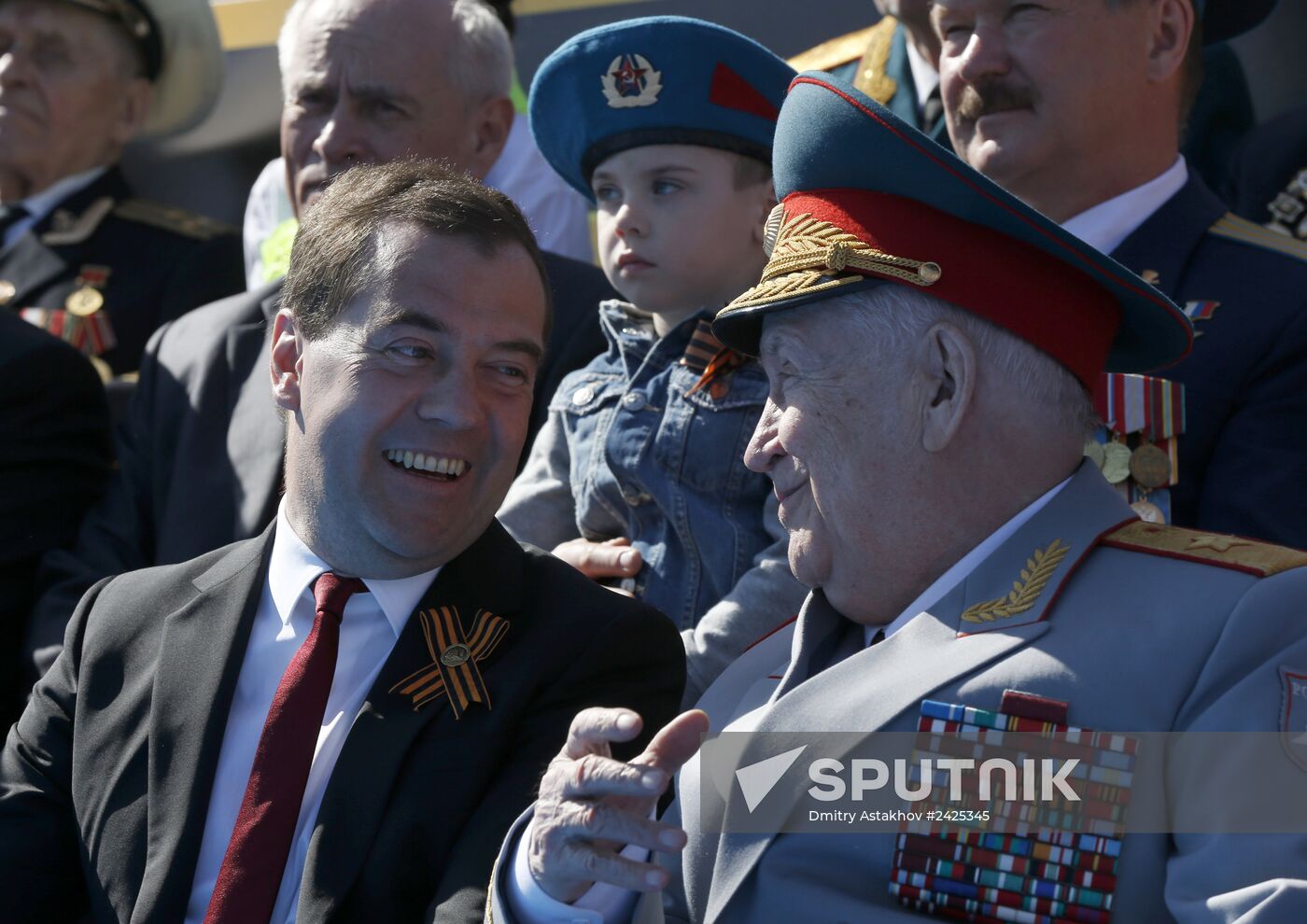 Vladimir Putin and Dmitry Medvedev at Victory Day parade on Red Square