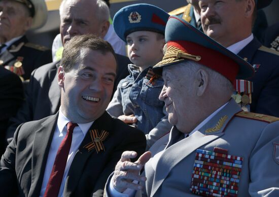 Vladimir Putin and Dmitry Medvedev at Victory Day parade on Red Square