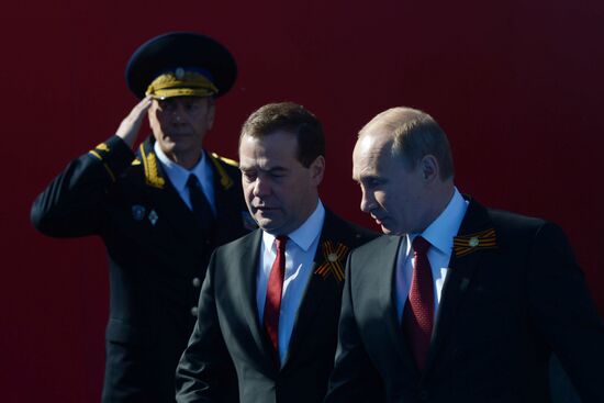 Vladimir Putin and Dmitry Medvedev attend Victory Day parade on Red Square