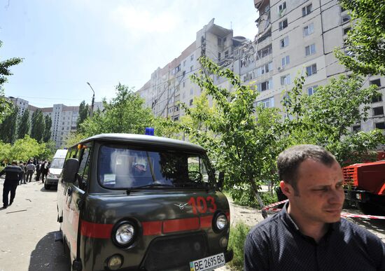 Explosion in a nine-storey apartment building in Ukrainian Nikolaev