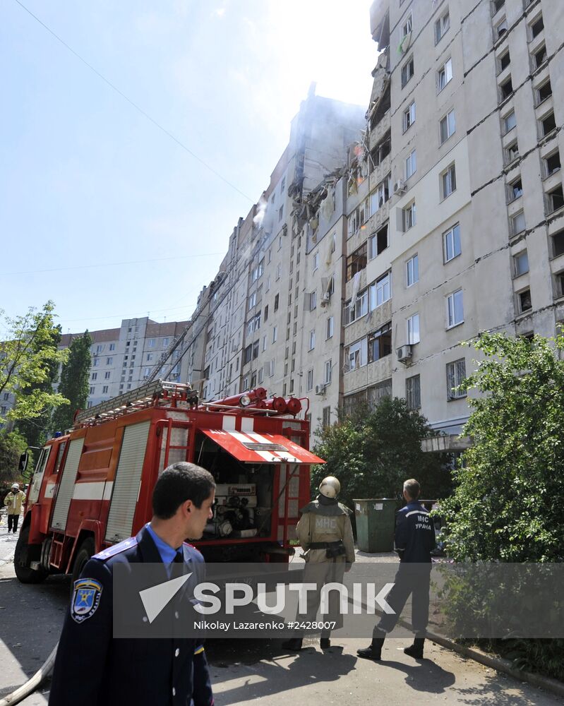 Explosion in a nine-storey apartment building in Ukrainian Nikolaev