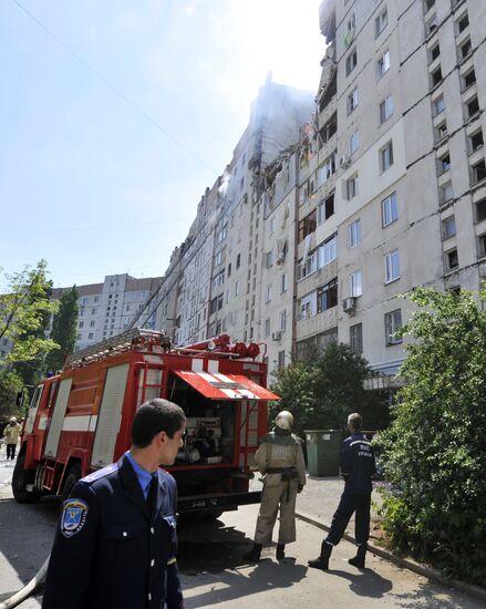 Explosion in a nine-storey apartment building in Ukrainian Nikolaev