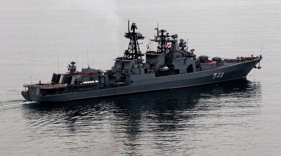 Pacific Fleet warships sail out for upcoming naval exercise