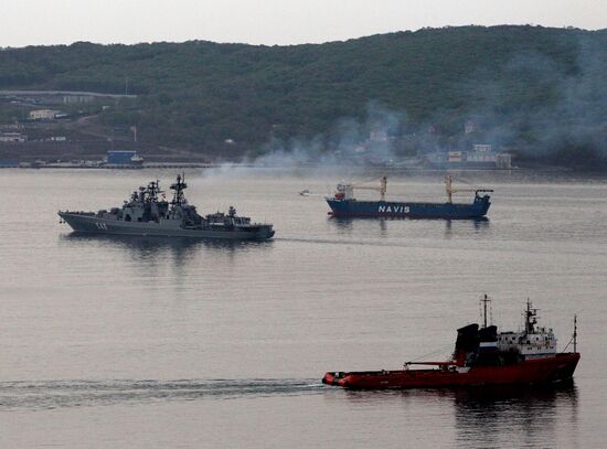 Pacific Fleet warships sail out for upcoming naval exercise