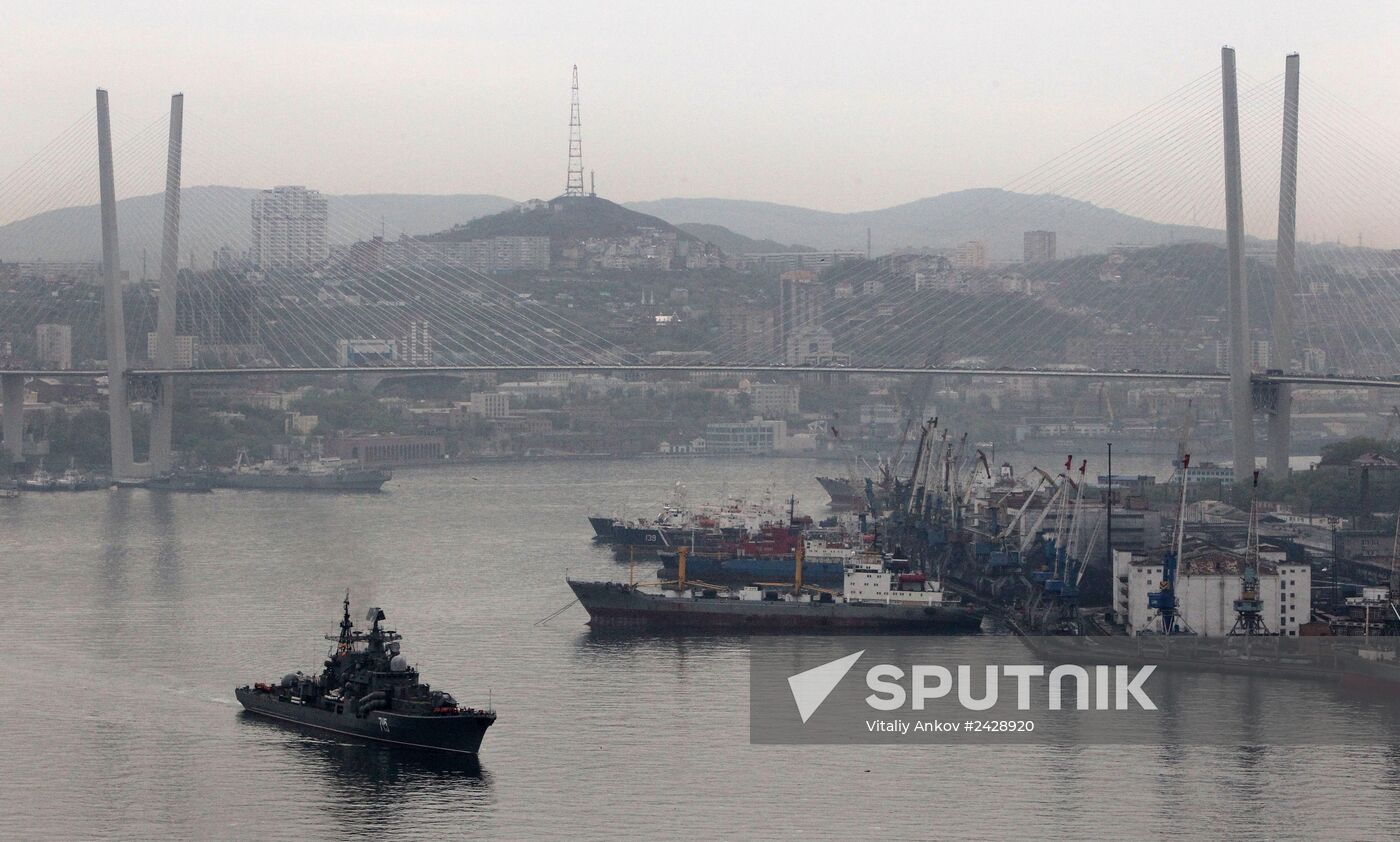 Pacific Fleet warships sail out for upcoming naval exercise