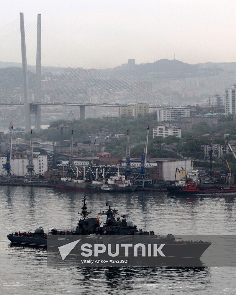 Pacific Fleet warships sail out for upcoming naval exercise