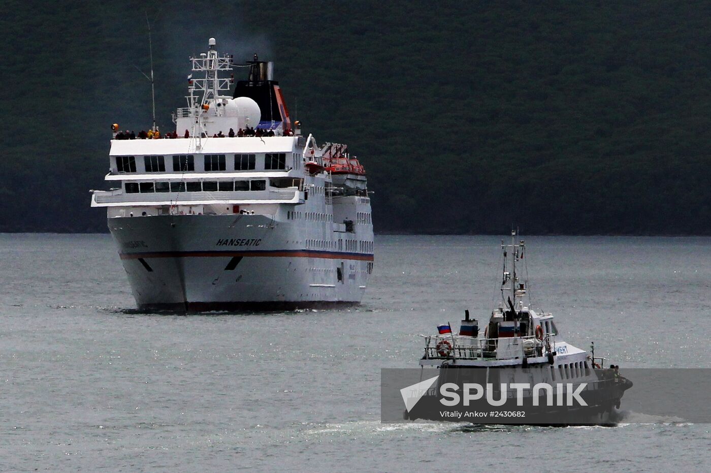 MS Hanseatic cruise ship calls at Vladivostok port