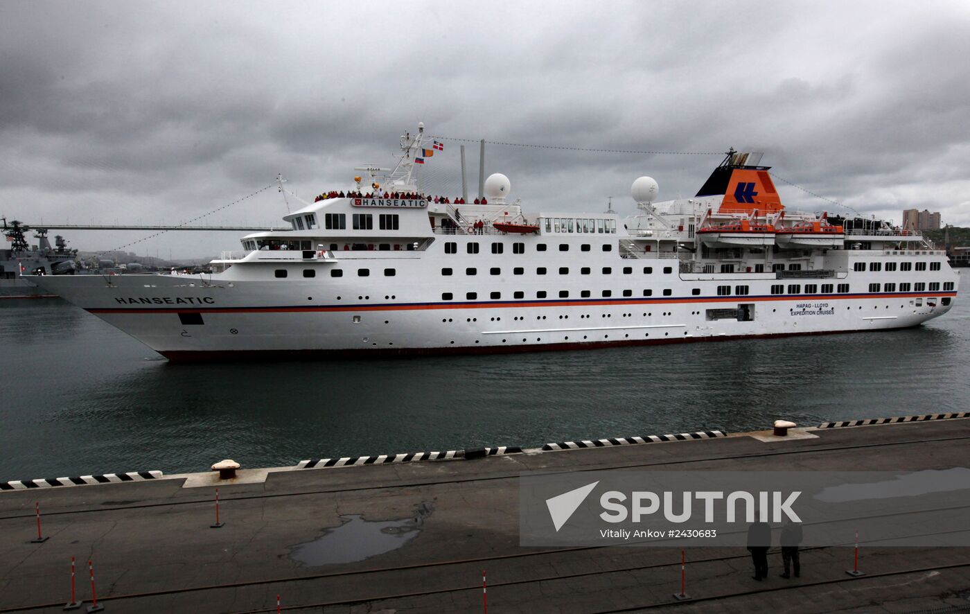 MS Hanseatic cruise ship calls at Vladivostok port