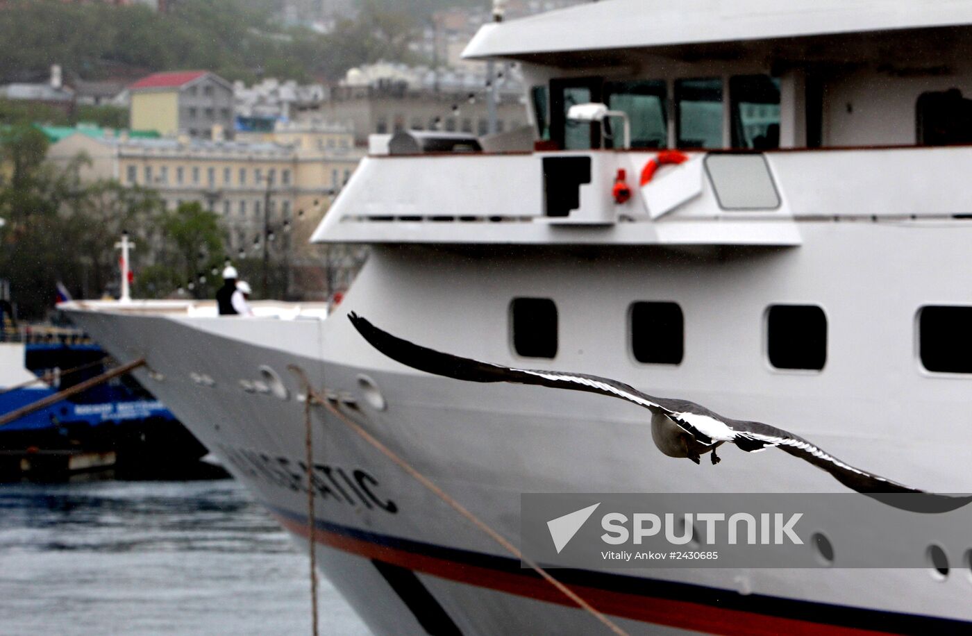 MS Hanseatic cruise ship calls at Vladivostok port