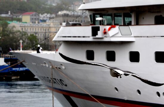 MS Hanseatic cruise ship calls at Vladivostok port