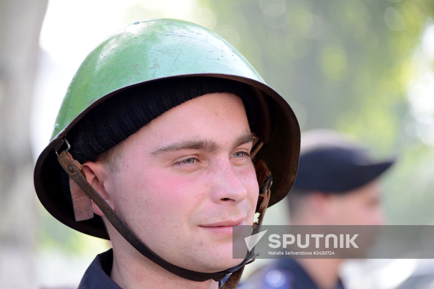 Members of people's volunteer battalion "Vostok" take over Military Unit 3037 in Donetsk