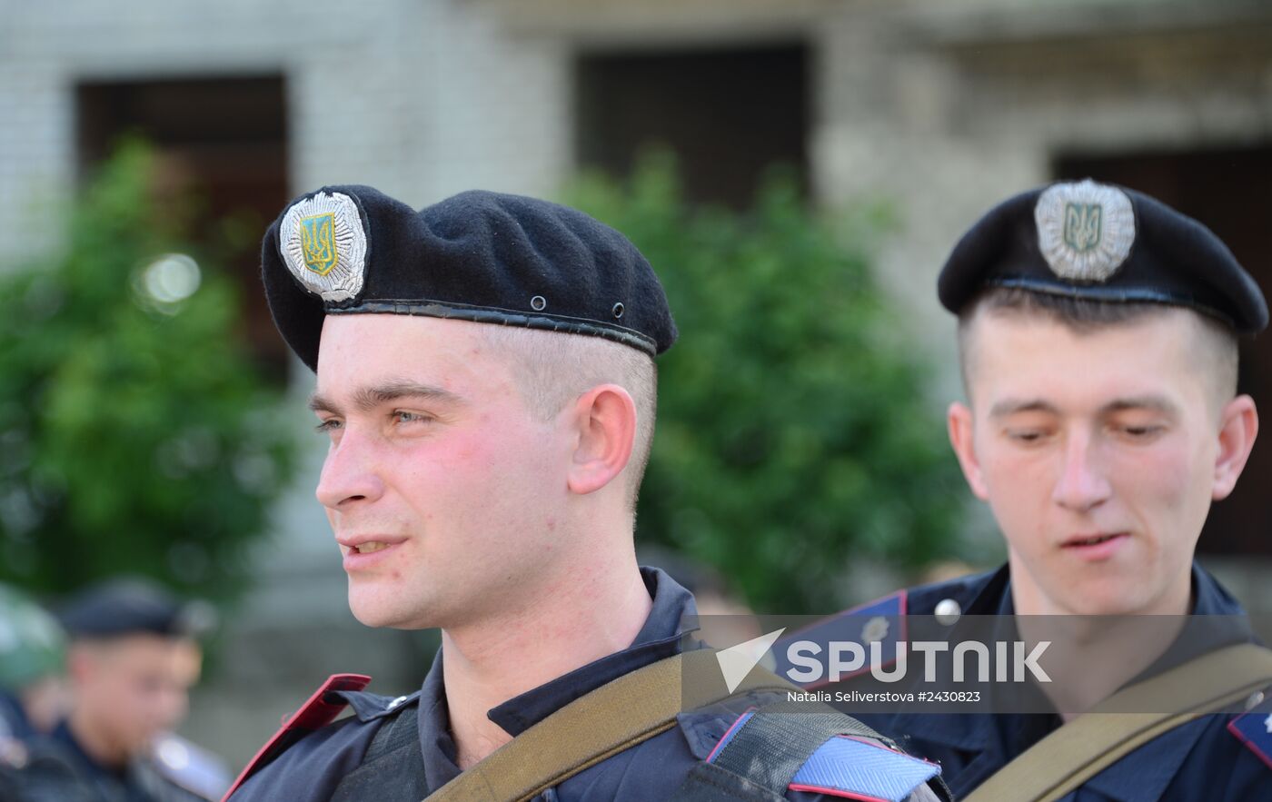 Members of people's volunteer battalion "Vostok" resubordinate Military Unit 3037 in Donetsk