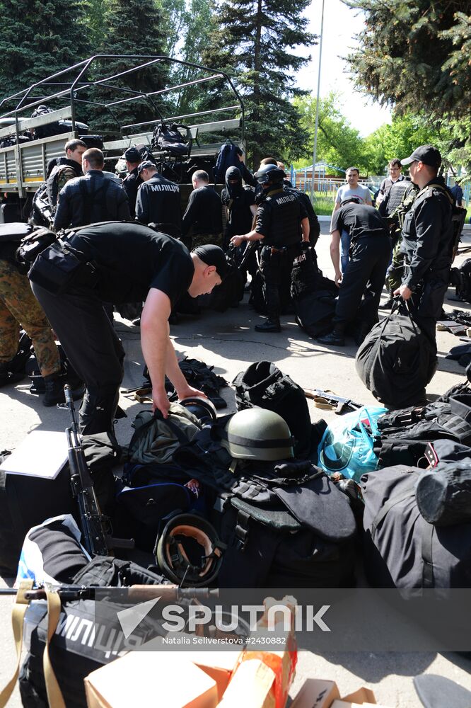 Members of people's volunteer battalion "Vostok" resubordinate Military Unit 3037 in Donetsk