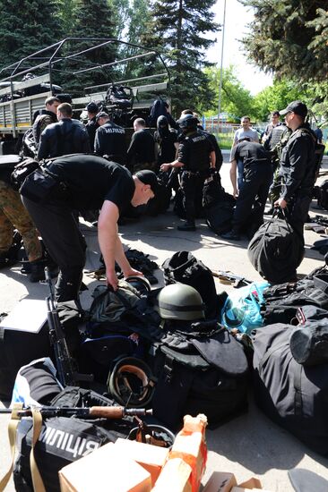 Members of people's volunteer battalion "Vostok" resubordinate Military Unit 3037 in Donetsk