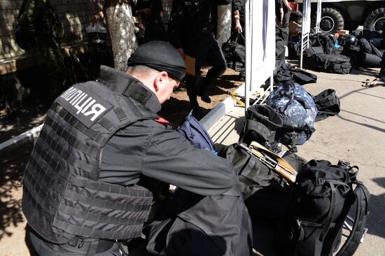 Members of people's volunteer battalion "Vostok" resubordinate Military Unit 3037 in Donetsk