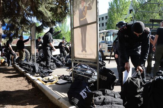 Members of people's volunteer battalion "Vostok" resubordinate Military Unit 3037 in Donetsk