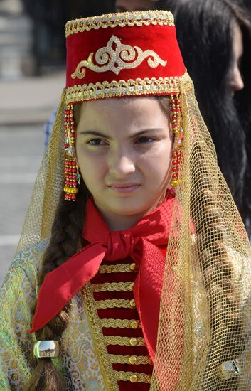 Children join Young Pioneer Organization on Moscow's Red Square