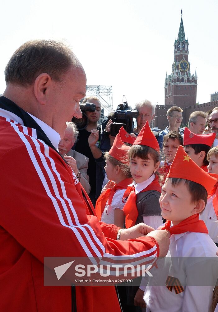 Children join Young Pioneer Organization on Moscow's Red Square