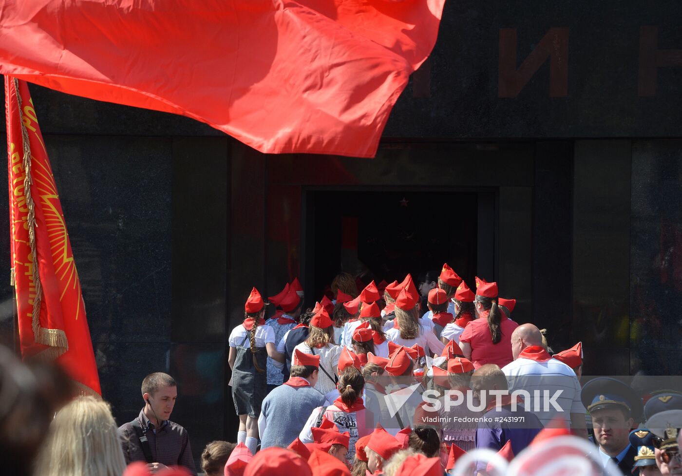 Children join Young Pioneer Organization on Moscow's Red Square