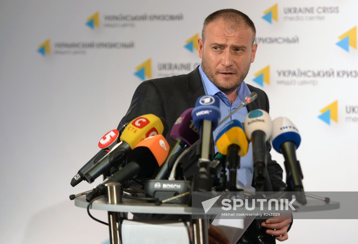 Right Sector leader Dmitry Yarosh holds news conference