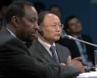 Bishar Hussein, left, Director General, Universal Postal Union, and
Mingguang Liu, Vice-President, China Post Group, during the panel session "The Transformation of Postal Services Globally and New Economic Opportunities" at the St. Petersburg International Economic Forum. Location: Russia, . Author: Alexei Danichev/Sputnik. The St. Petersburg International Economic Forum. Day One