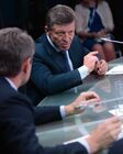 Russian Deputy Prime Minister Dmitry Kozak, right, and Vladimir Potanin, President, Interros Holding, during a teledebate "The Olympic Legacy: Lessons and Opportunities for the 2018 World Cup" at the St. Petersburg International Economic Forum. Location: Russia, . Author: Alexey Filippov/Sputnik. The St. Petersburg International Economic Forum. Day One