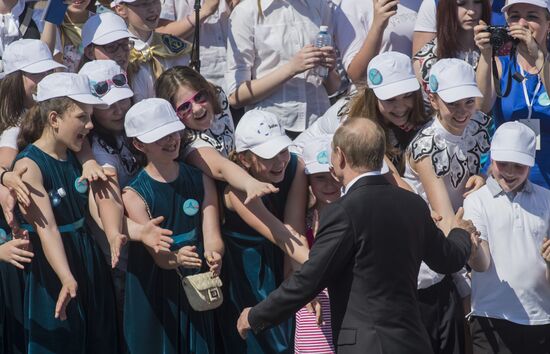 Vladimir Putin attends concert at St. Isaac's in St. Petersburg
