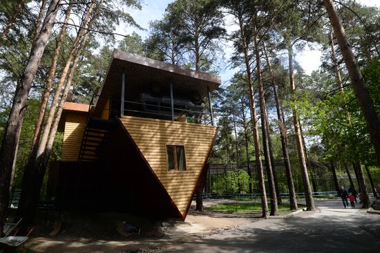 Prior to opening of Upside Down House in Novosibirsk