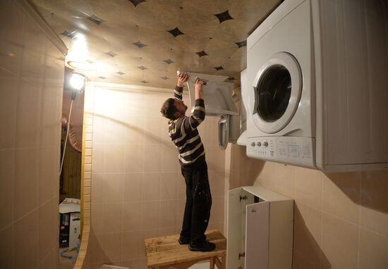 Prior to opening of Upside Down House in Novosibirsk