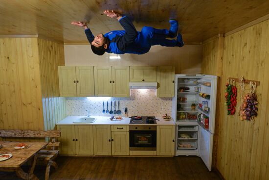 Prior to opening of Upside Down House in Novosibirsk