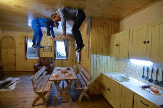 Prior to opening of Upside Down House in Novosibirsk