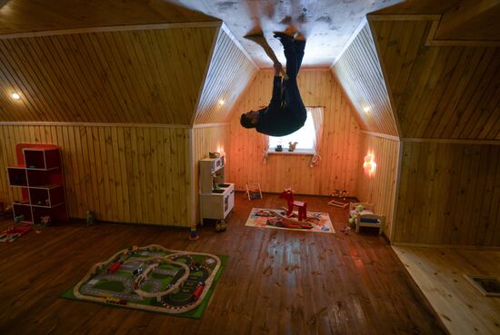 Prior to opening of Upside Down House in Novosibirsk