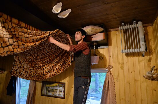 Prior to opening of Upside Down House in Novosibirsk