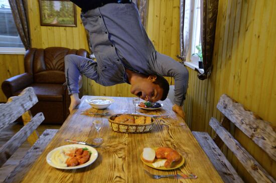 Prior to opening of Upside Down House in Novosibirsk