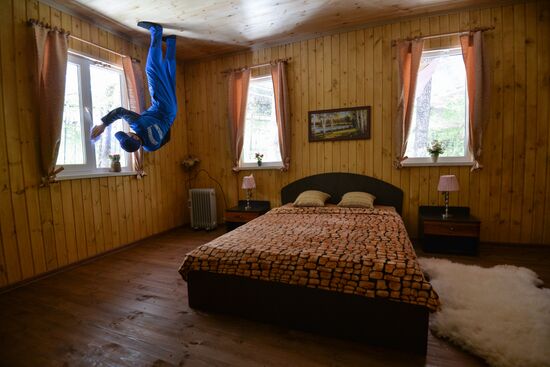 Prior to opening of Upside Down House in Novosibirsk