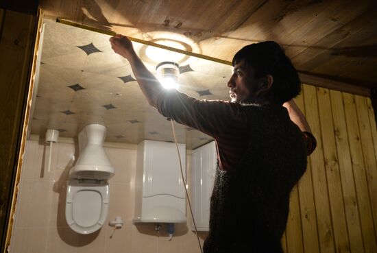 Prior to opening of Upside Down House in Novosibirsk