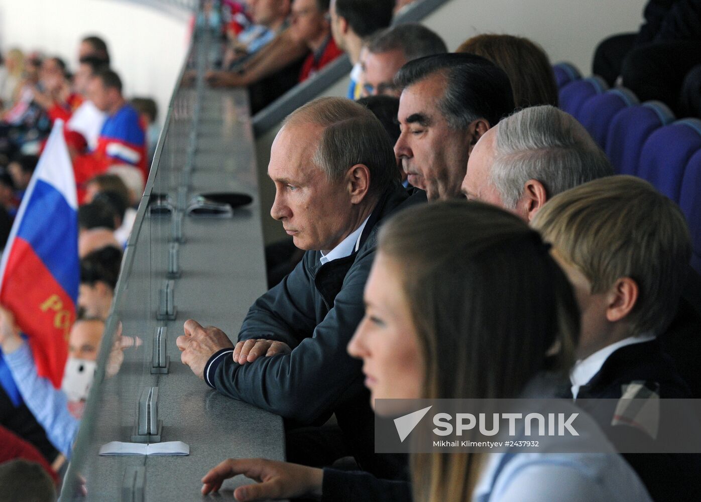 Vladimir Putin attends 2014 Men's World Ice Hockey Championships final match