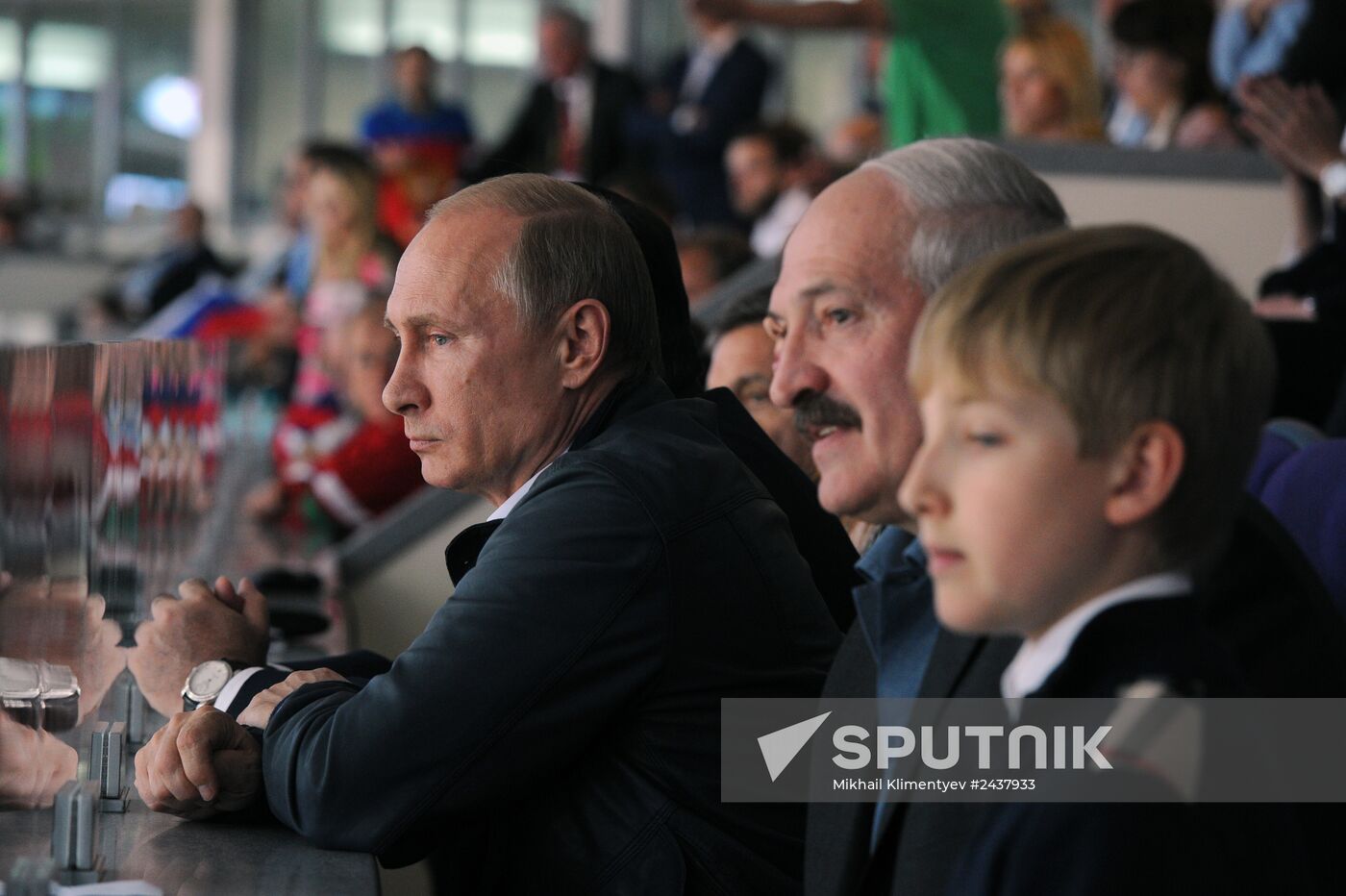 Vladimir Putin attends 2014 Men's World Ice Hockey Championships final match