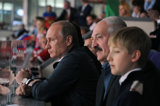 Vladimir Putin attends 2014 Men's World Ice Hockey Championships final match